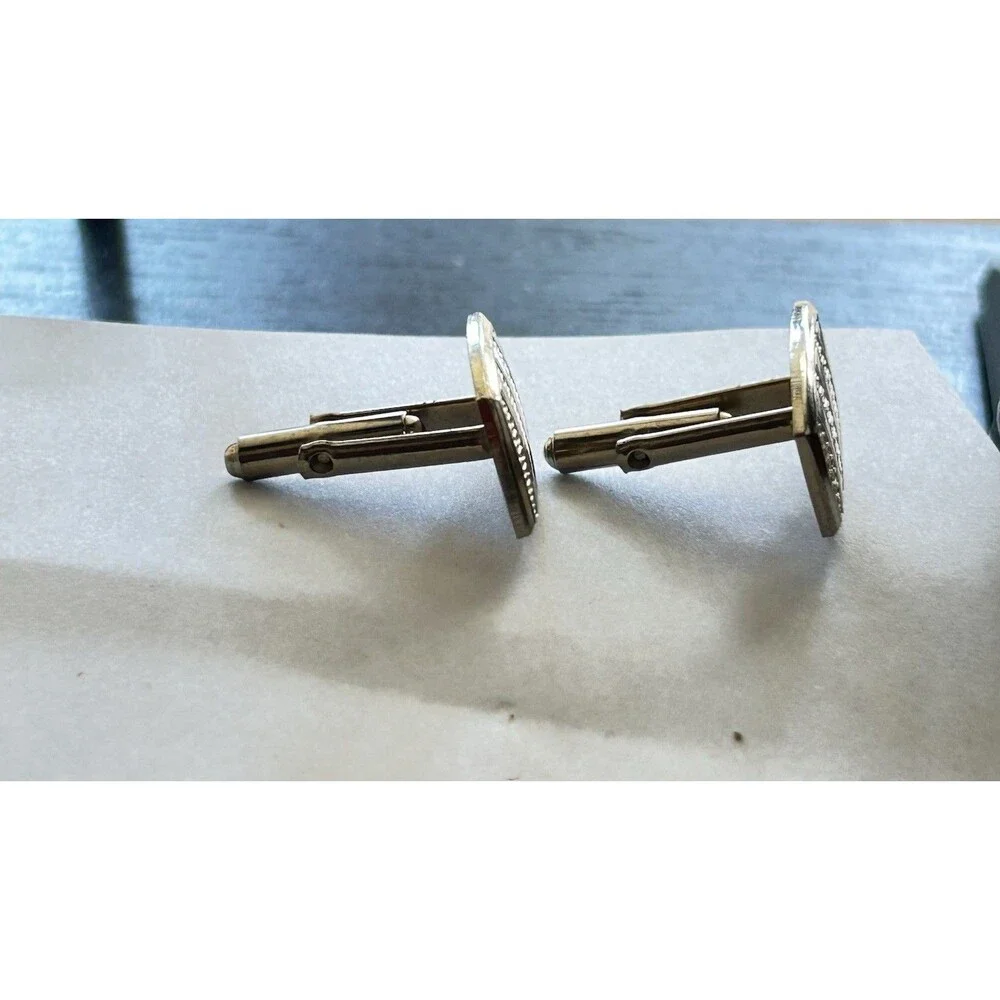Vtg Gold Tone Textured Cufflinks Mid Century Modern Abstract Design Bullet Back